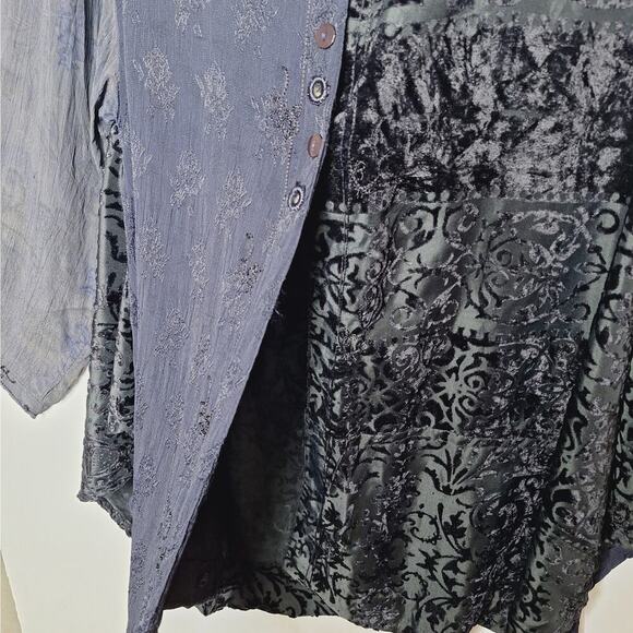 Tienda Ho Pant Top Set Floral Embroidered Lantern Mirrors Lagenlook Fairy Velvet - Picture 6 of 16